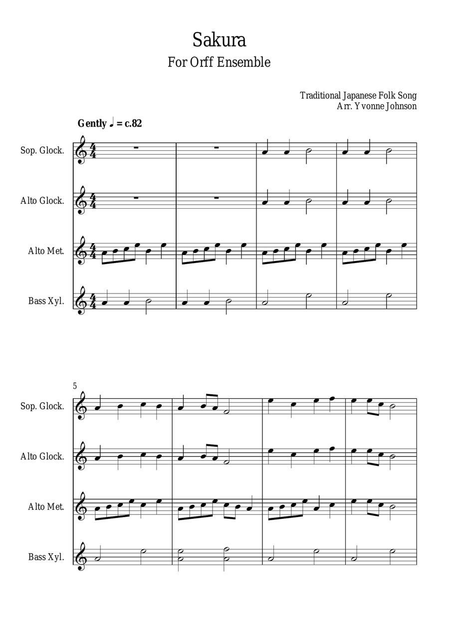 Sakura - For Orff Ensemble Percussion Ensemble scores gallery preview page 1