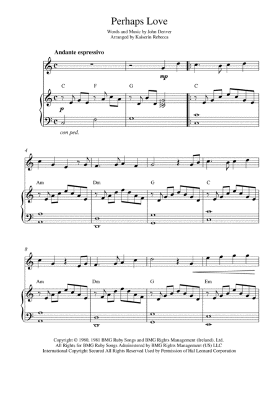 Perhaps Love Piano scores gallery preview page 1