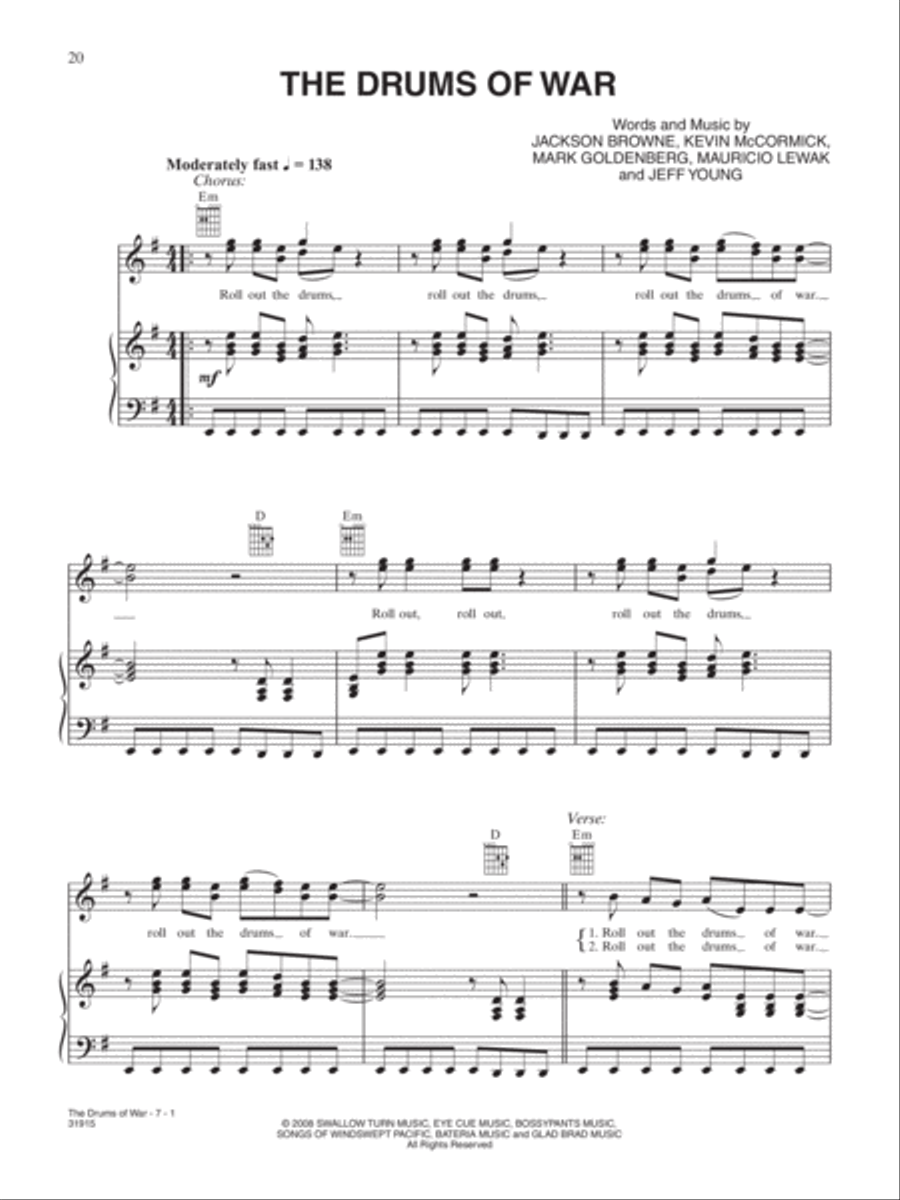 The Drums of War The Drums of War Piano, Vocal, Guitar scores gallery preview page 1