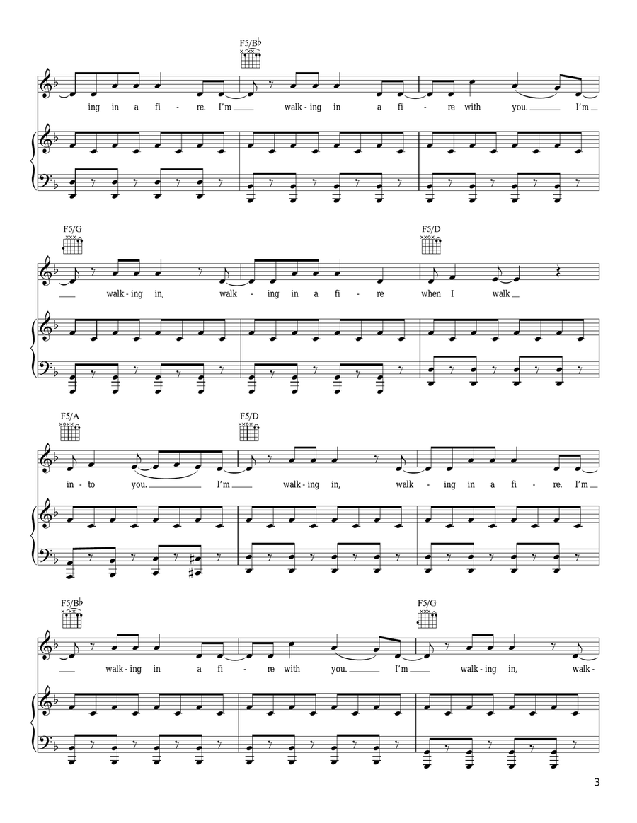Fire Piano, Vocal, Guitar scores gallery preview page 3