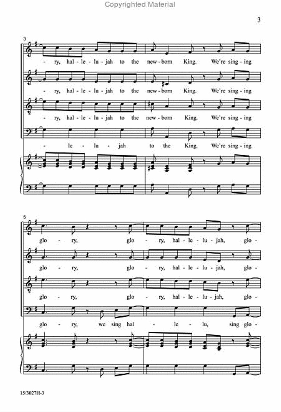 Glory, Hallelujah to the Newborn King 4-Part scores gallery preview page 3