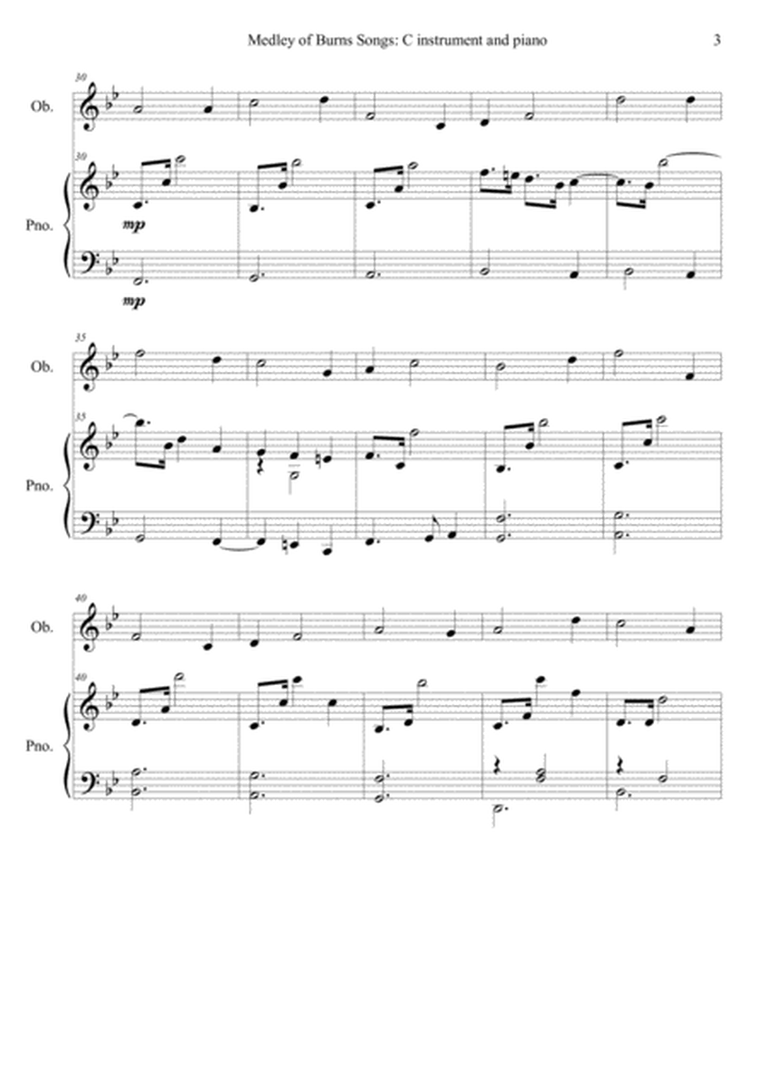 Medley of Burns Songs for C Instrument and Piano image number null