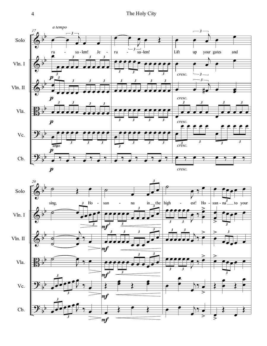 The Holy City, Vocal or Instrumental Solo, With String Ensemble Accompaniment Chamber Orchestra scores gallery preview page 4