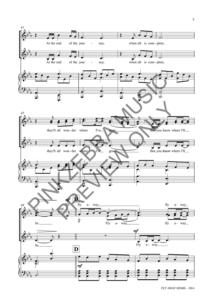Fly Away Home (SSA) SSA scores gallery preview page 6