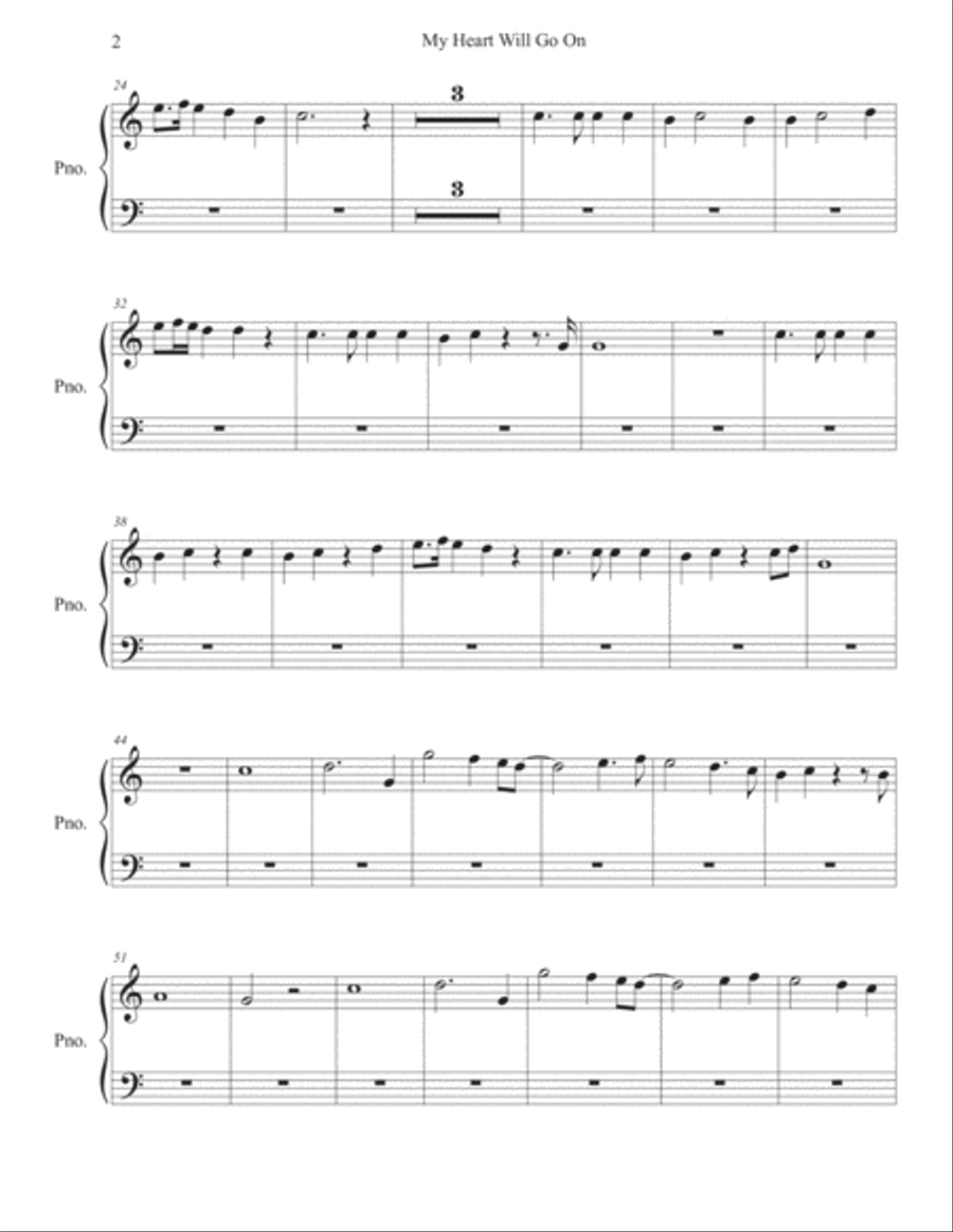 My Heart Will Go On (Love Theme from Titanic) Easy Piano scores gallery preview page 2