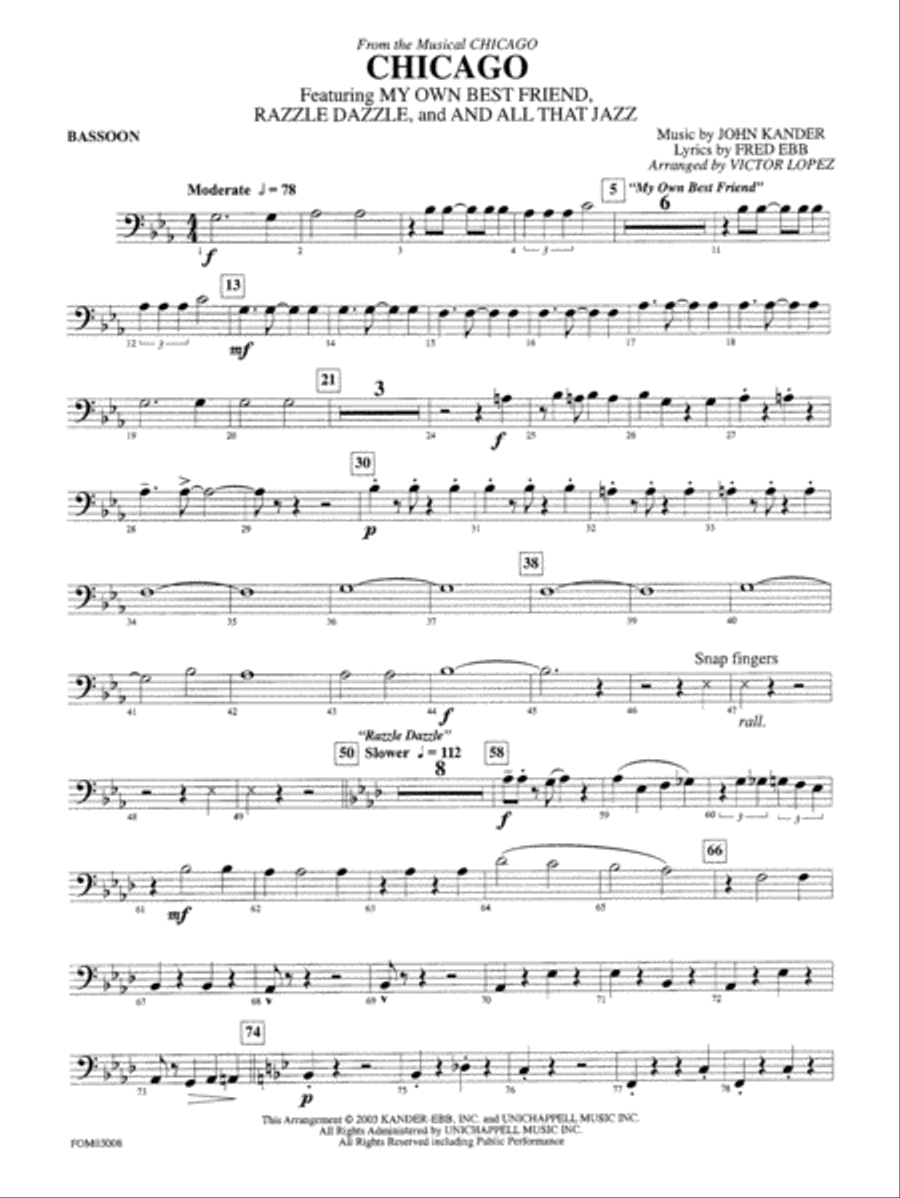 Chicago (from the musical Chicago): Bassoon Full Orchestra scores gallery preview page 1