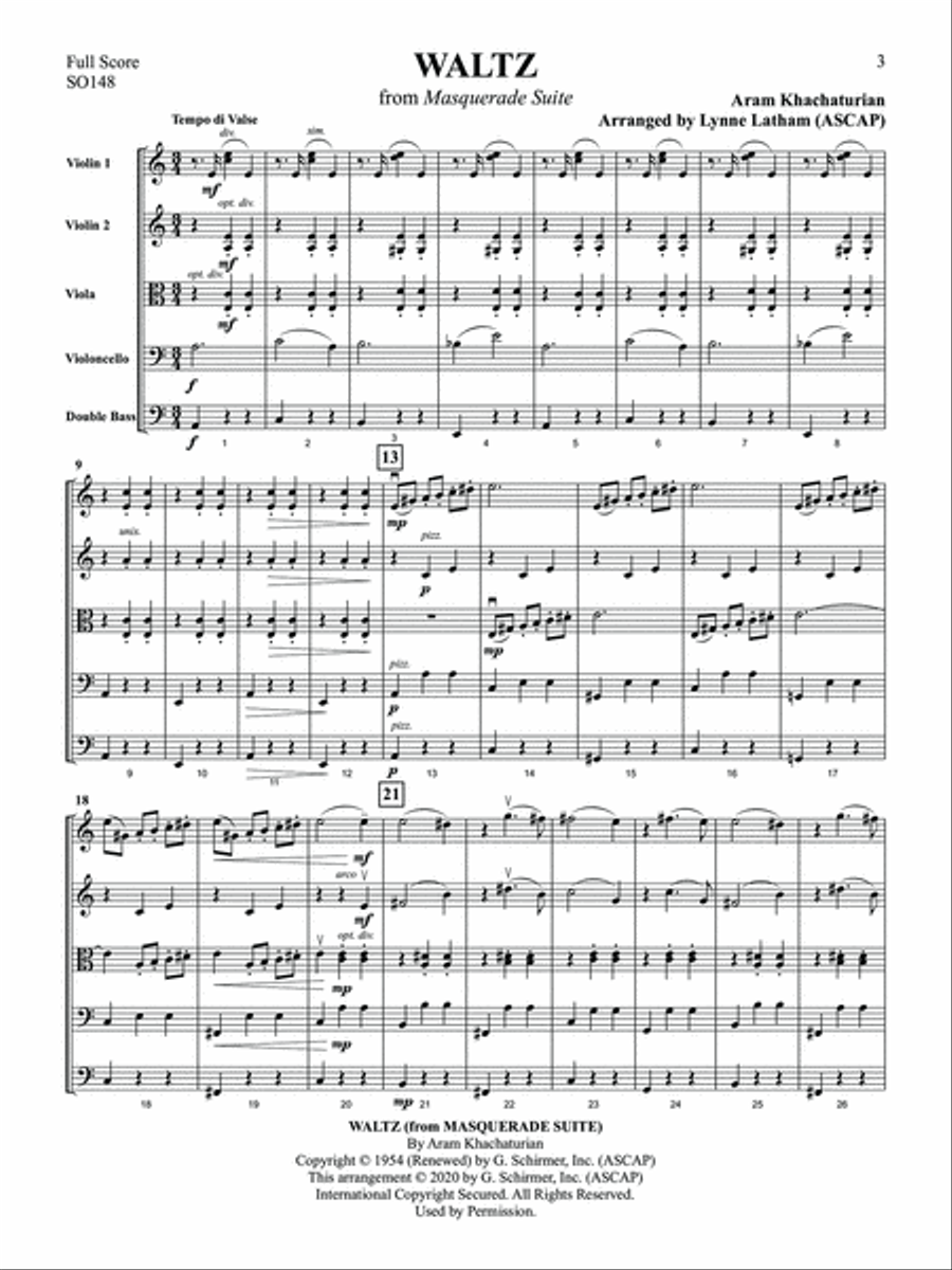Waltz (from Masquerade Suite) - Full Score String Orchestra scores gallery preview page 3