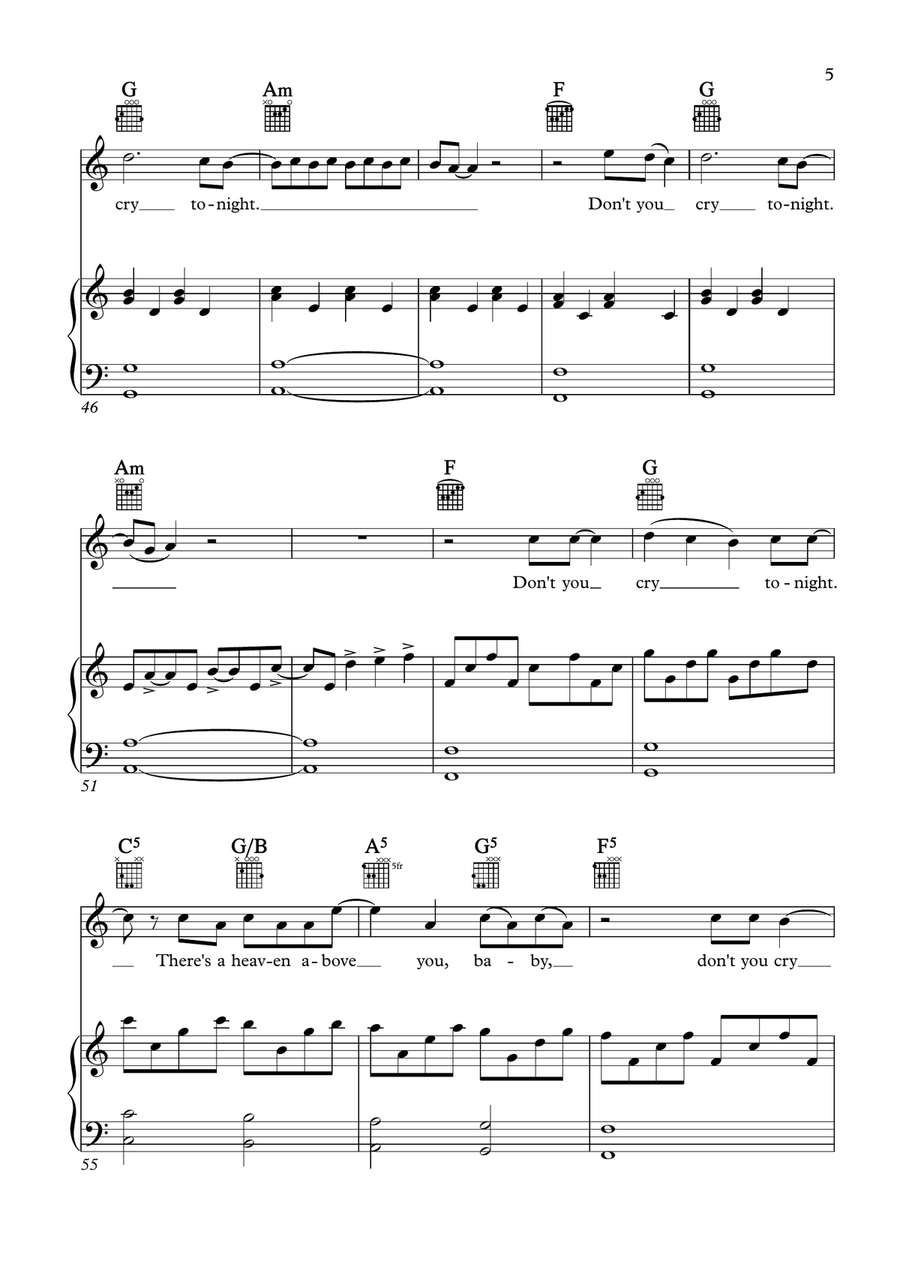 Don't Cry (Alternative Lyrics) Piano, Vocal scores gallery preview page 5