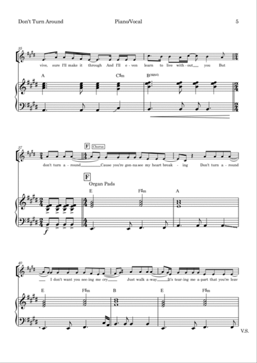 Don't Turn Around Voice scores gallery preview page 5