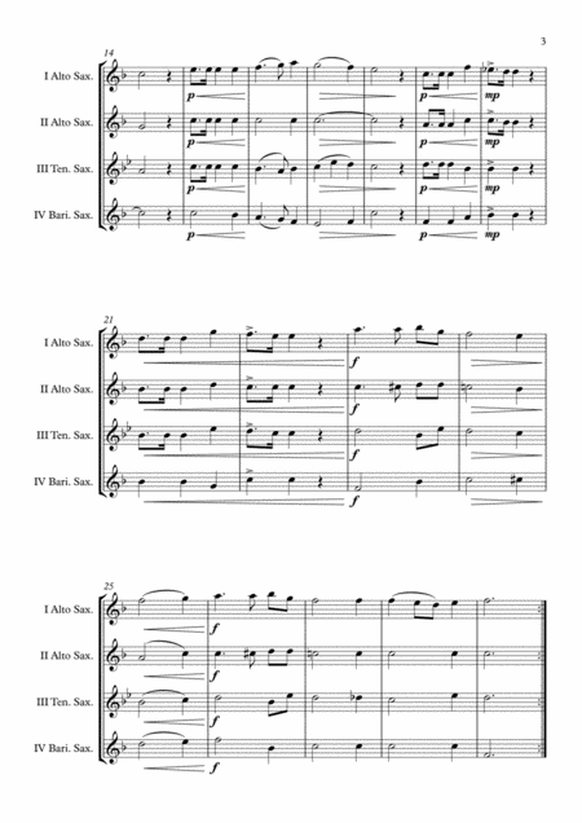 "Schweizerpsalm" (National Anthem of Switzerland) Saxophone Quartet (AATB) arr. Adrian Wagner image number null