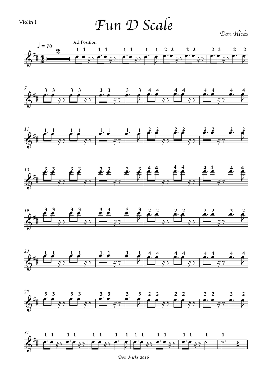 Fun D Major Scale, for String Orchestra String Orchestra scores gallery preview page 4