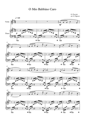 O Mio Babbino Caro, Giacomo Puccini, For Violin & Piano