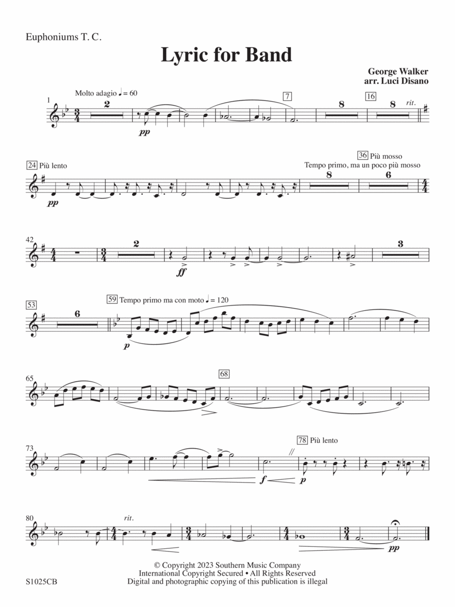 Lyric for Symphonic Band - Euphonium TC Concert Band scores gallery preview page 1