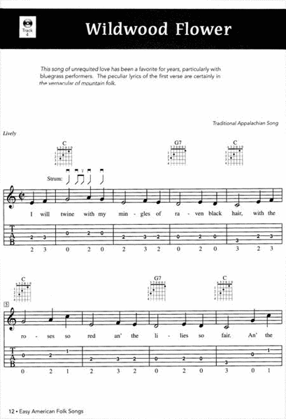 Guitar Tab: Easy American Folk Songs (Book & Cd)