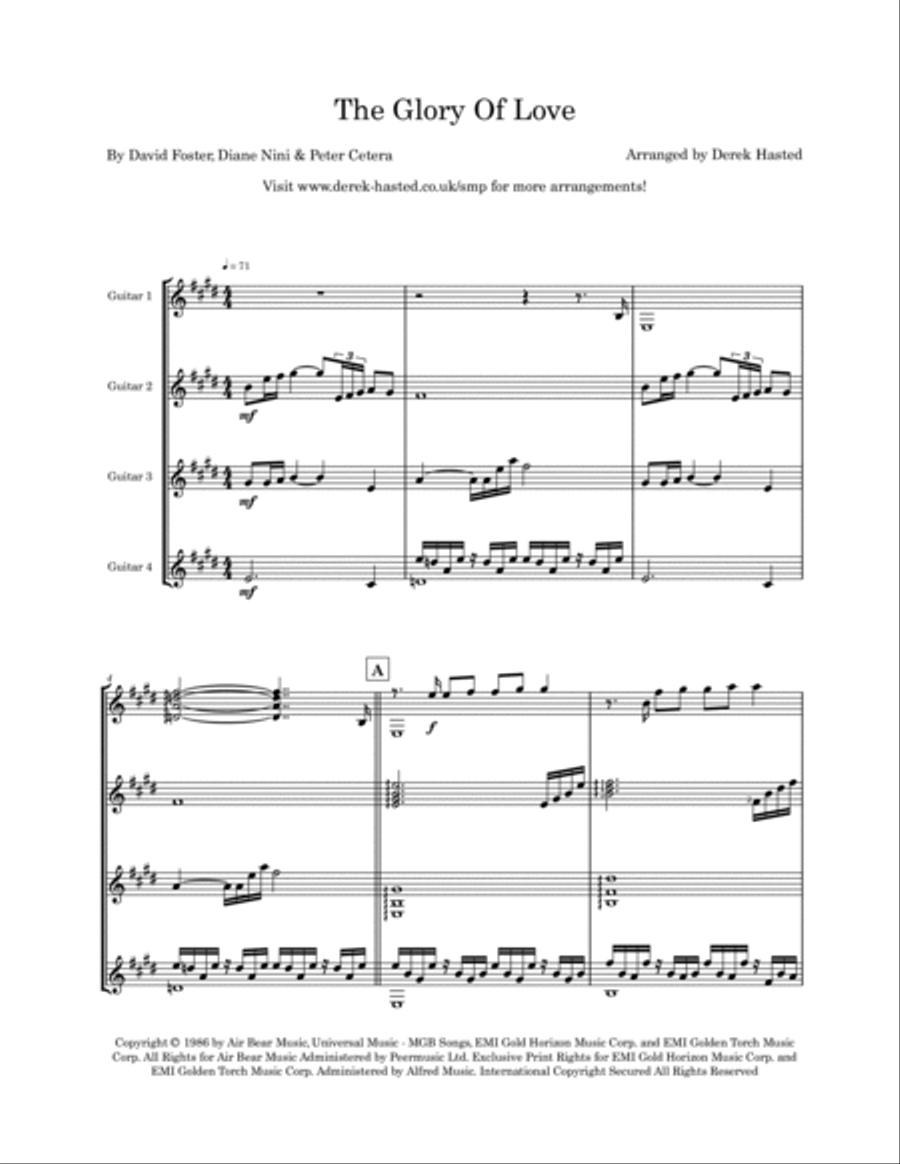 Glory Of Love Guitar Ensemble scores gallery preview page 4