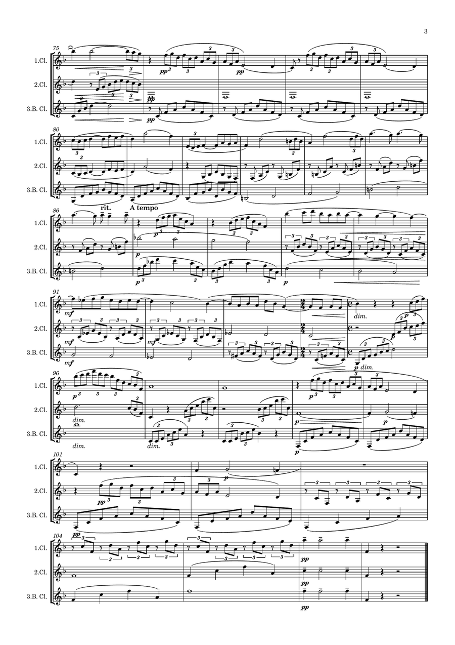 Debussy: Arabesque No.1 - clarinet trio Clarinet Trio scores gallery preview page 4