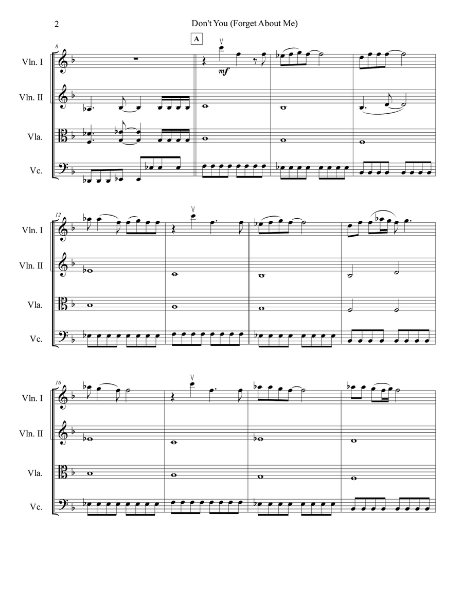 Don't You (forget About Me) String Quartet scores gallery preview page 3