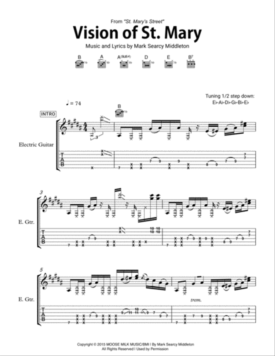 Vision of St. Mary Electric Guitar scores gallery preview page 1