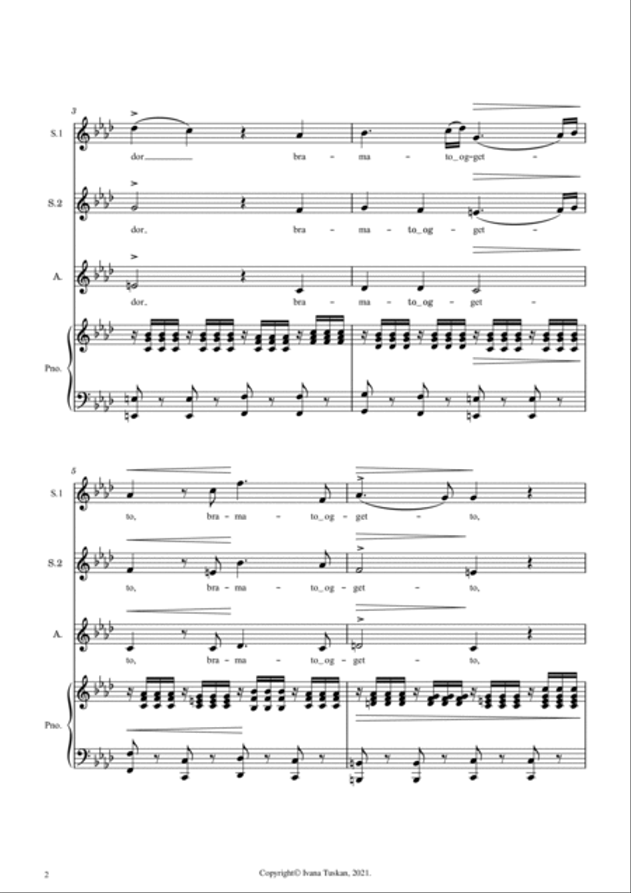 5 Operatic Treasures for female voices (SSA, SSAA, SSSAA) SSAA scores gallery preview page 4