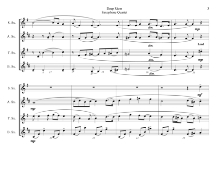 Deep River - Sax Quartet (SATB / AATB) - Intermediate image number null