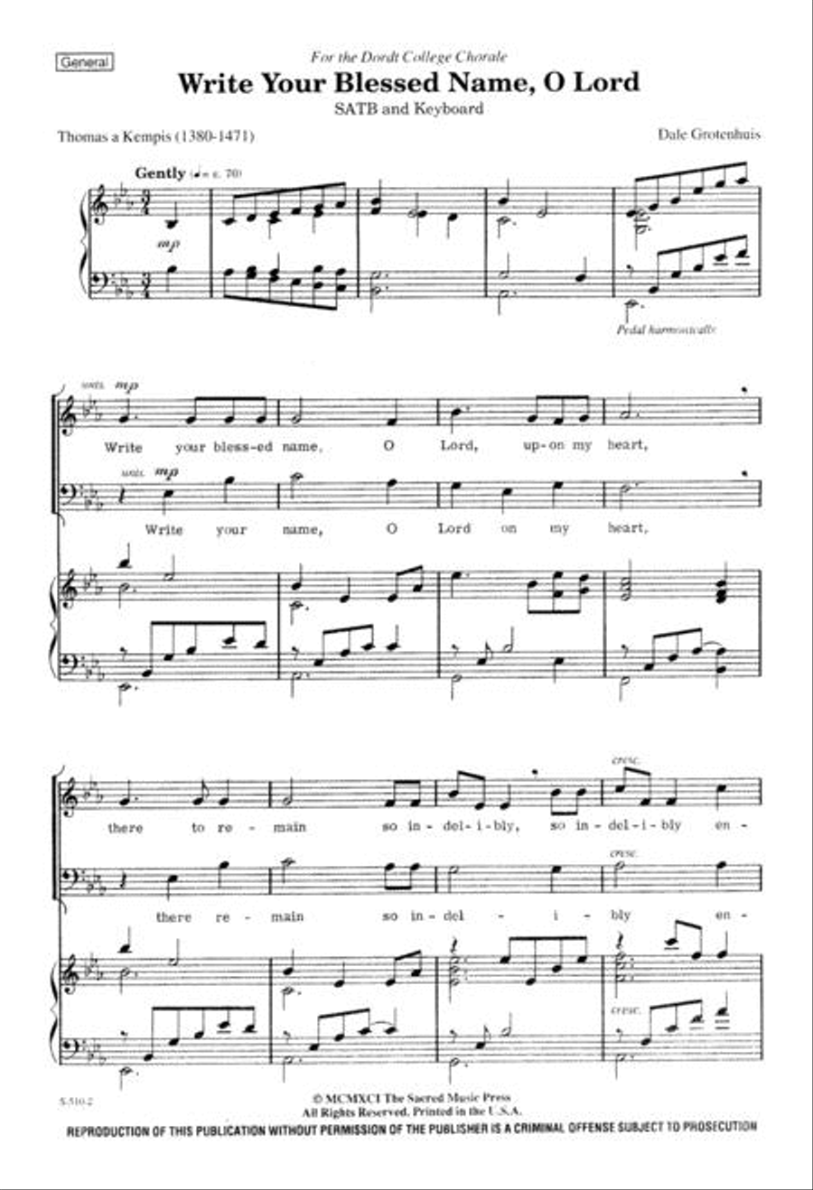 Write Your Blessed Name, O Lord 4-Part scores gallery preview page 2