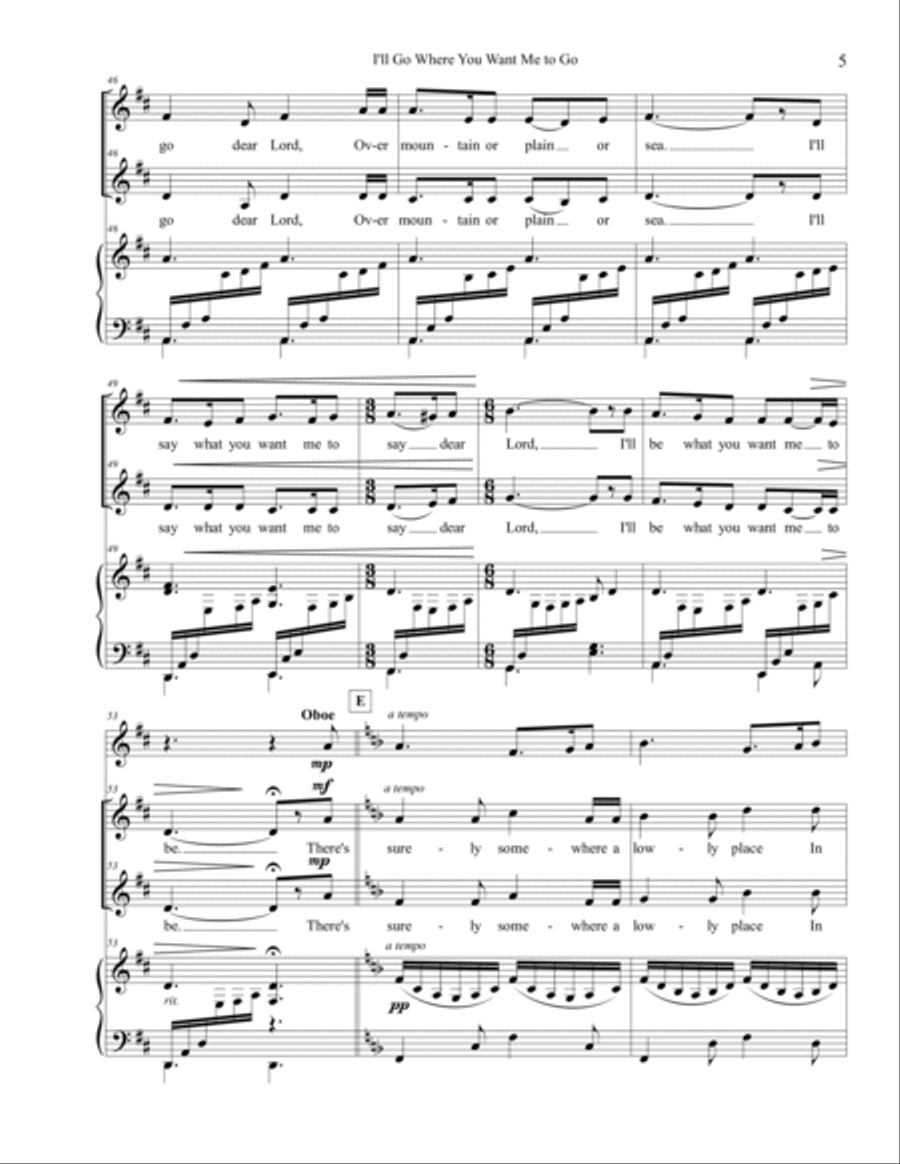 I'll Go Where You Want Me to Go - SA SA scores gallery preview page 6