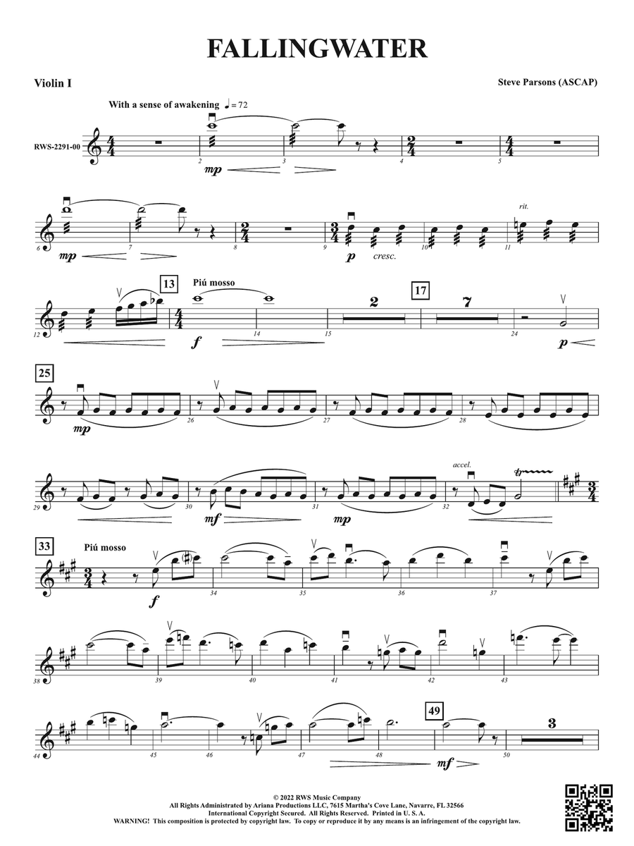 Fallingwater: 1st Violin Violin scores gallery preview page 1