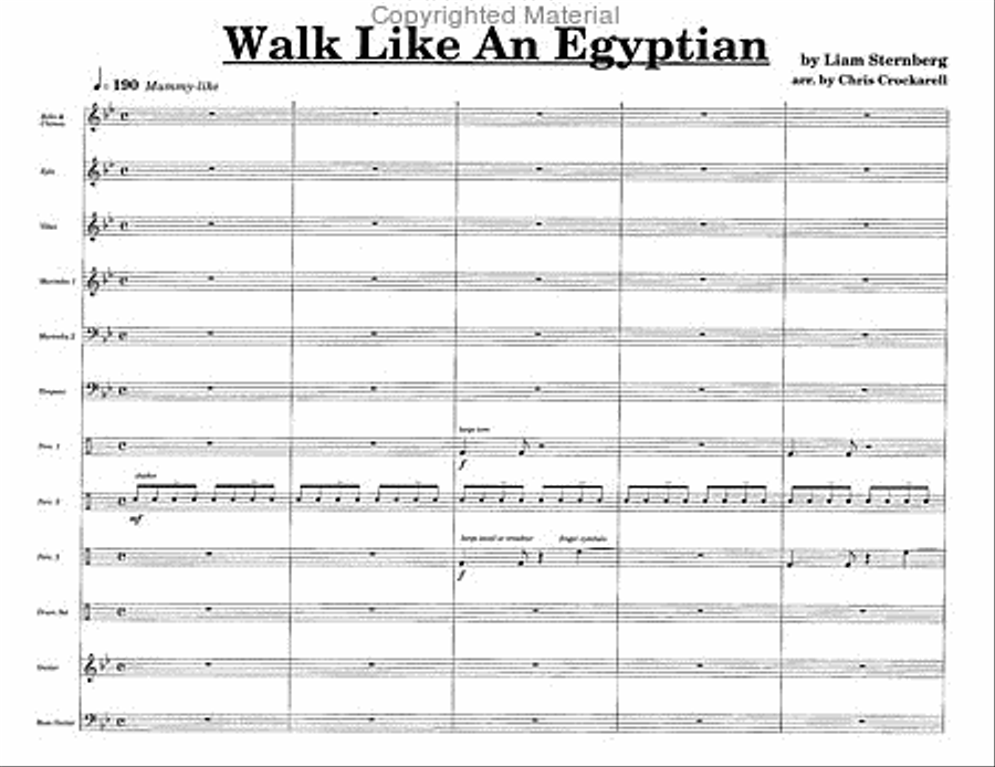 Walk Like An Egyptian Percussion Ensemble scores gallery preview page 2