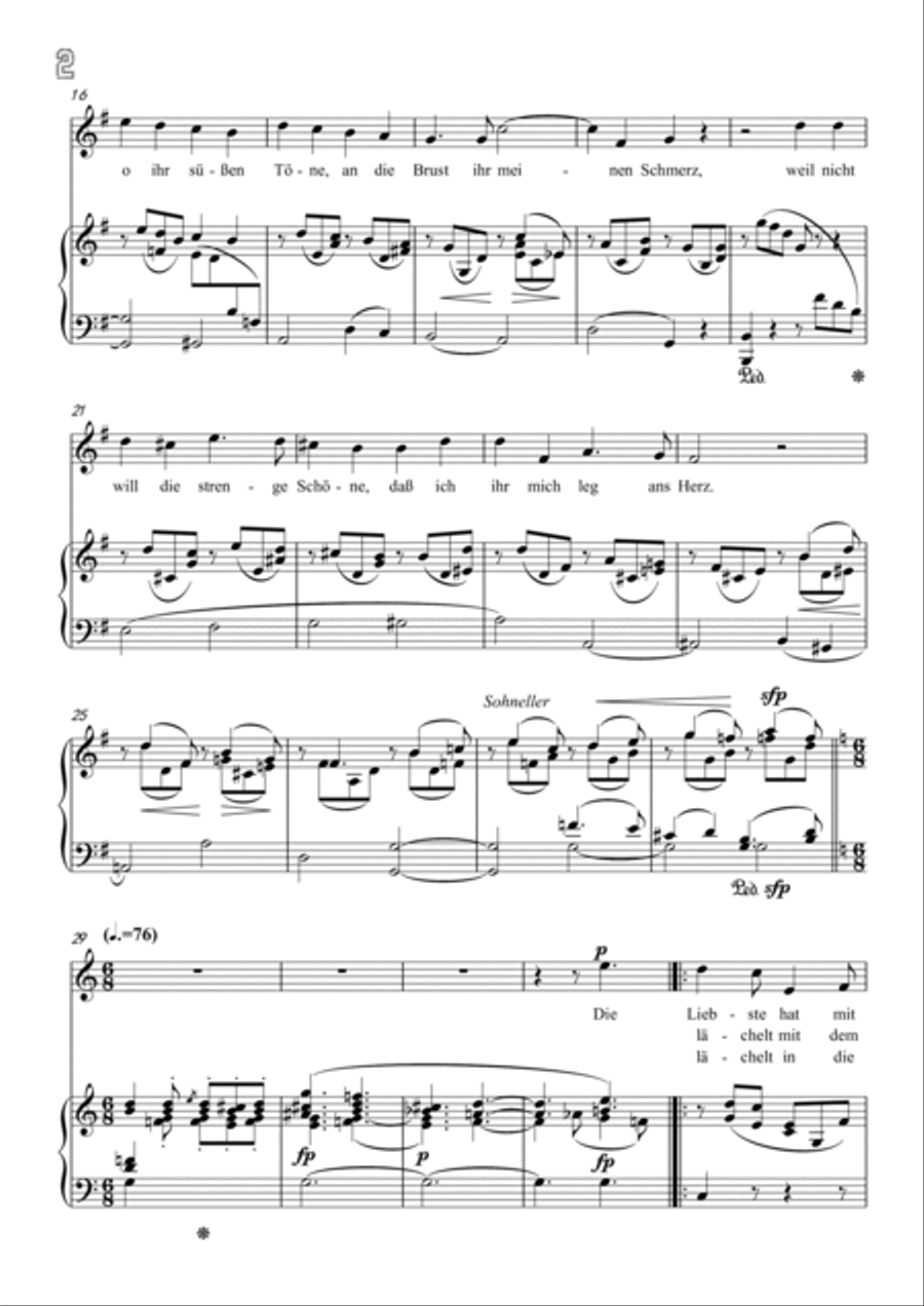 Schumann-Meine Töne still und heiter,Op.101 No.1 in G Major for Voice and Piano Voice Solo scores gallery preview page 3