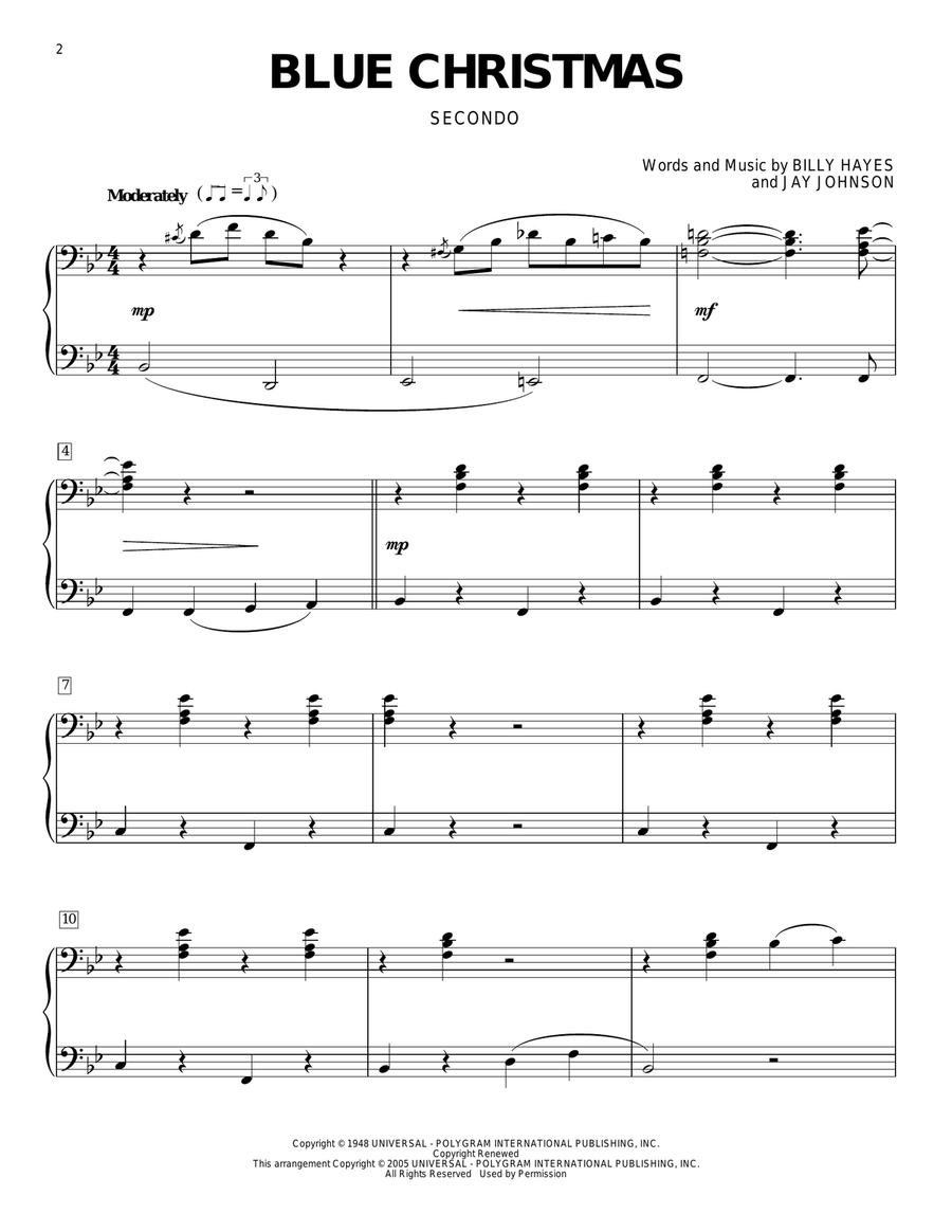 Blue Christmas Piano Duet scores gallery preview page 1