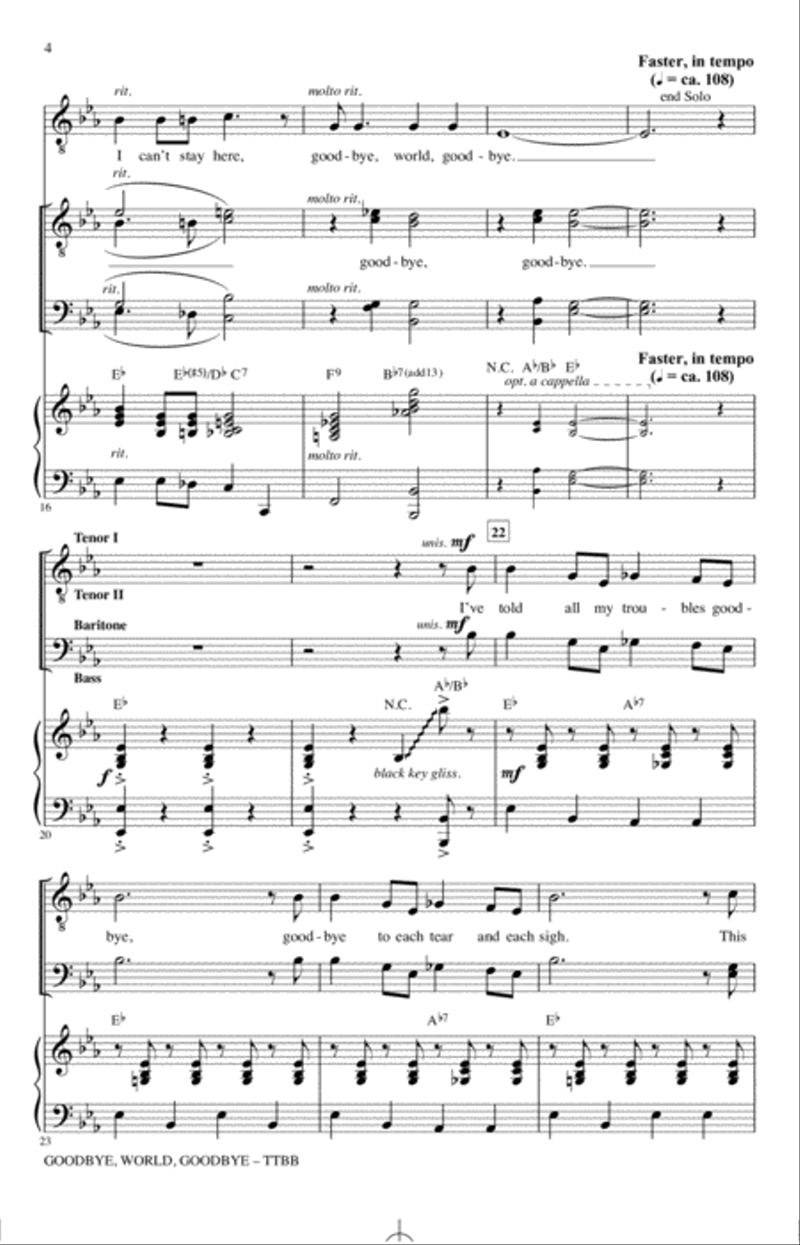 Goodbye, World, Goodbye (arr. Keith Christopher) TTBB scores gallery preview page 3