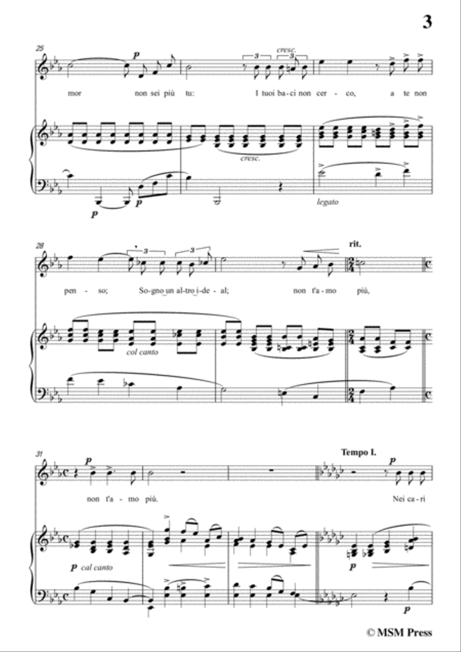 Tosti-Non t'amo più! In e flat minor,for Voice and Piano Voice Solo scores gallery preview page 5