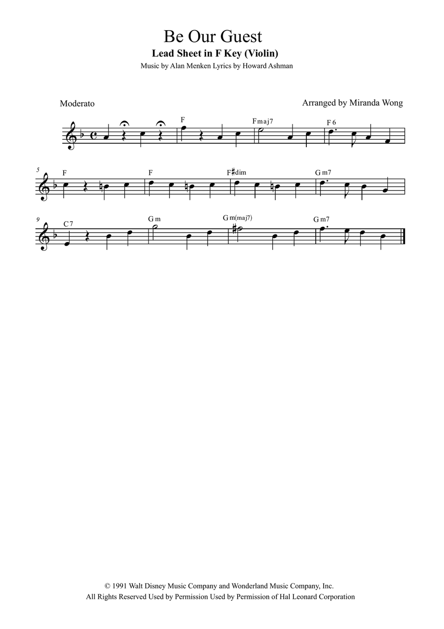 Be Our Guest String Duet scores gallery preview page 1