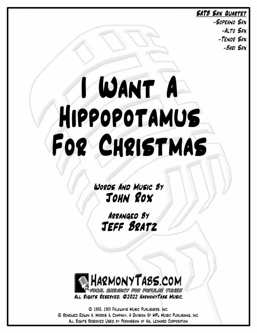 I Want A Hippopotamus For Christmas (Hippo The Hero) Woodwind Quartet scores gallery preview page 1