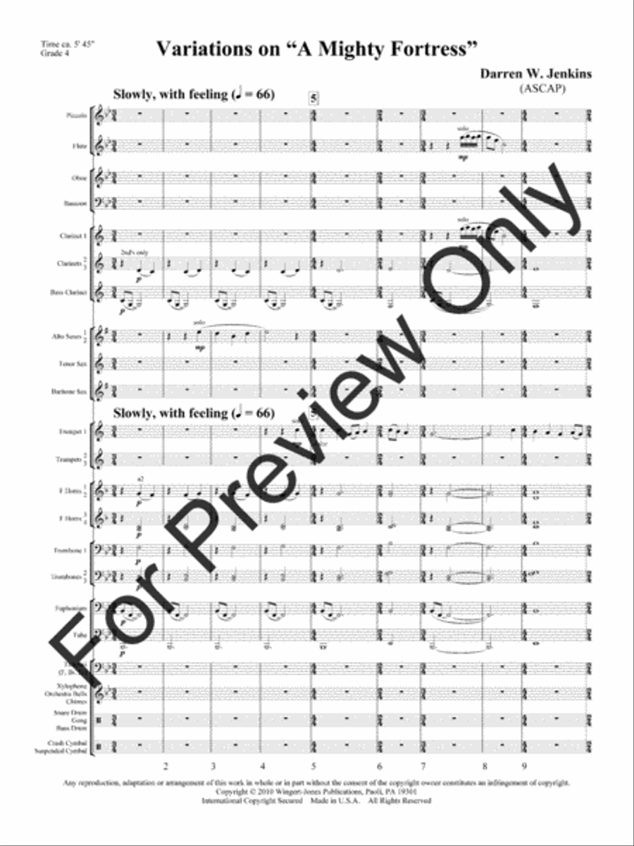 Variations On A Mighty Fortress Concert Band scores gallery preview page 4