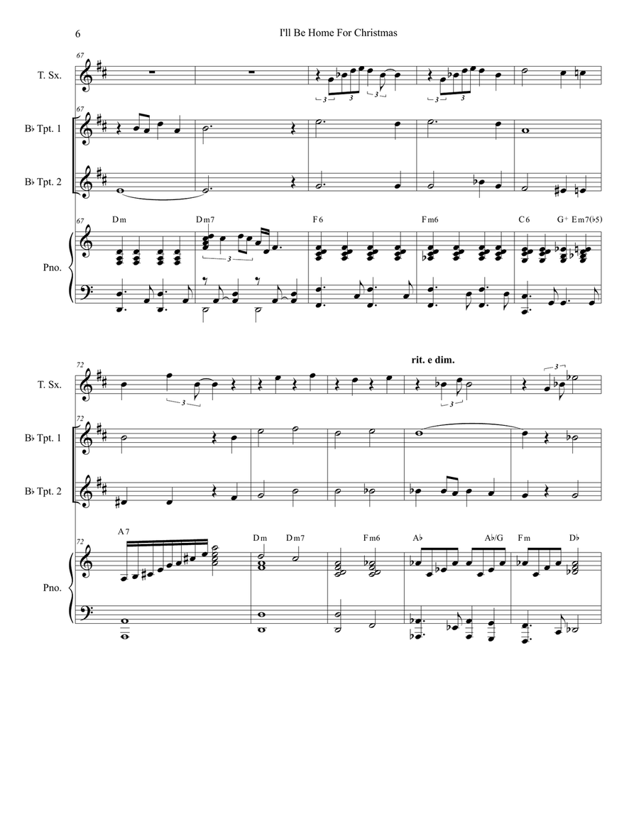 I'll Be Home For Christmas Tenor Saxophone scores gallery preview page 6