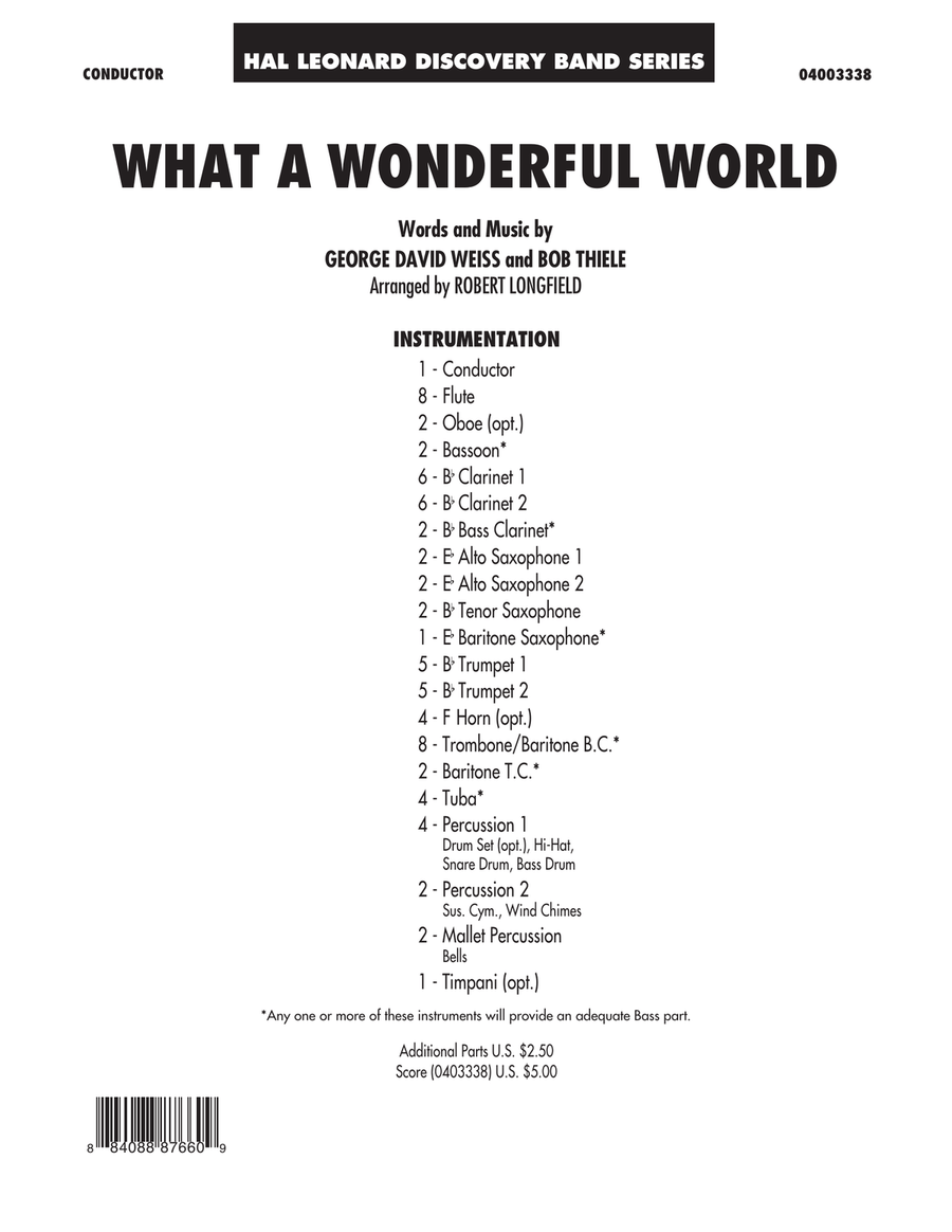 What A Wonderful World - Full Score Concert Band scores gallery preview page 1