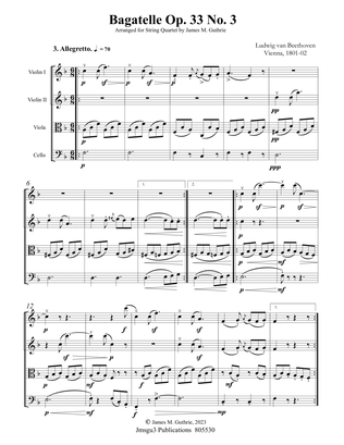 Book cover for Beethoven: Bagatelle Op. 33 No. 3 for String Quartet