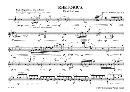 RHETORICA for violin solo (2010)