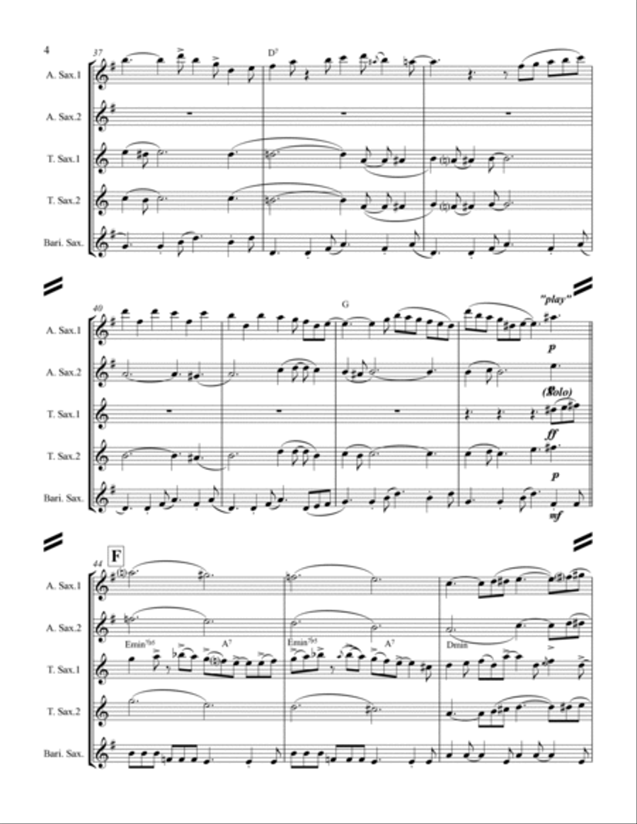 Blue Christmas Saxophone Quintet scores gallery preview page 5