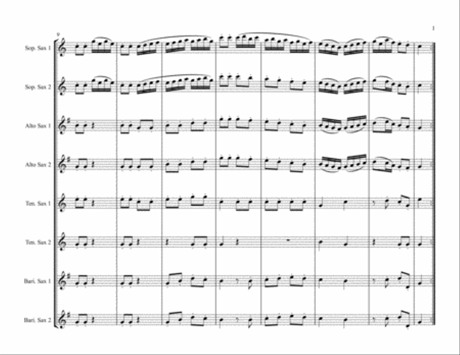 Serenade for Winds, K. 361 for Saxophone Ensemble Woodwind Quartet scores gallery preview page 3