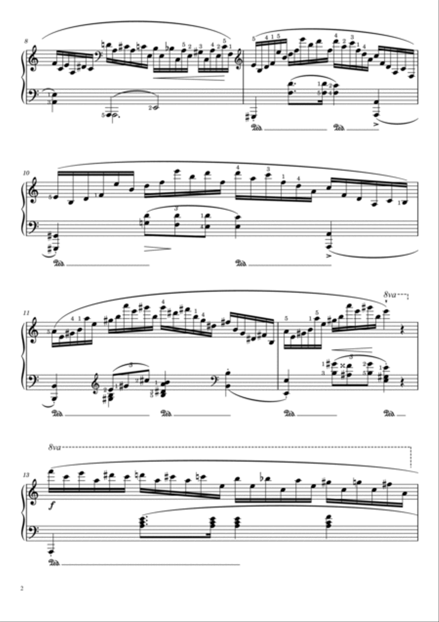 F. Chopin Etude Op.25 No.11 'Winter wind' (With Finger Number),Original Edition,For Piano Solo Piano Method scores gallery preview page 2