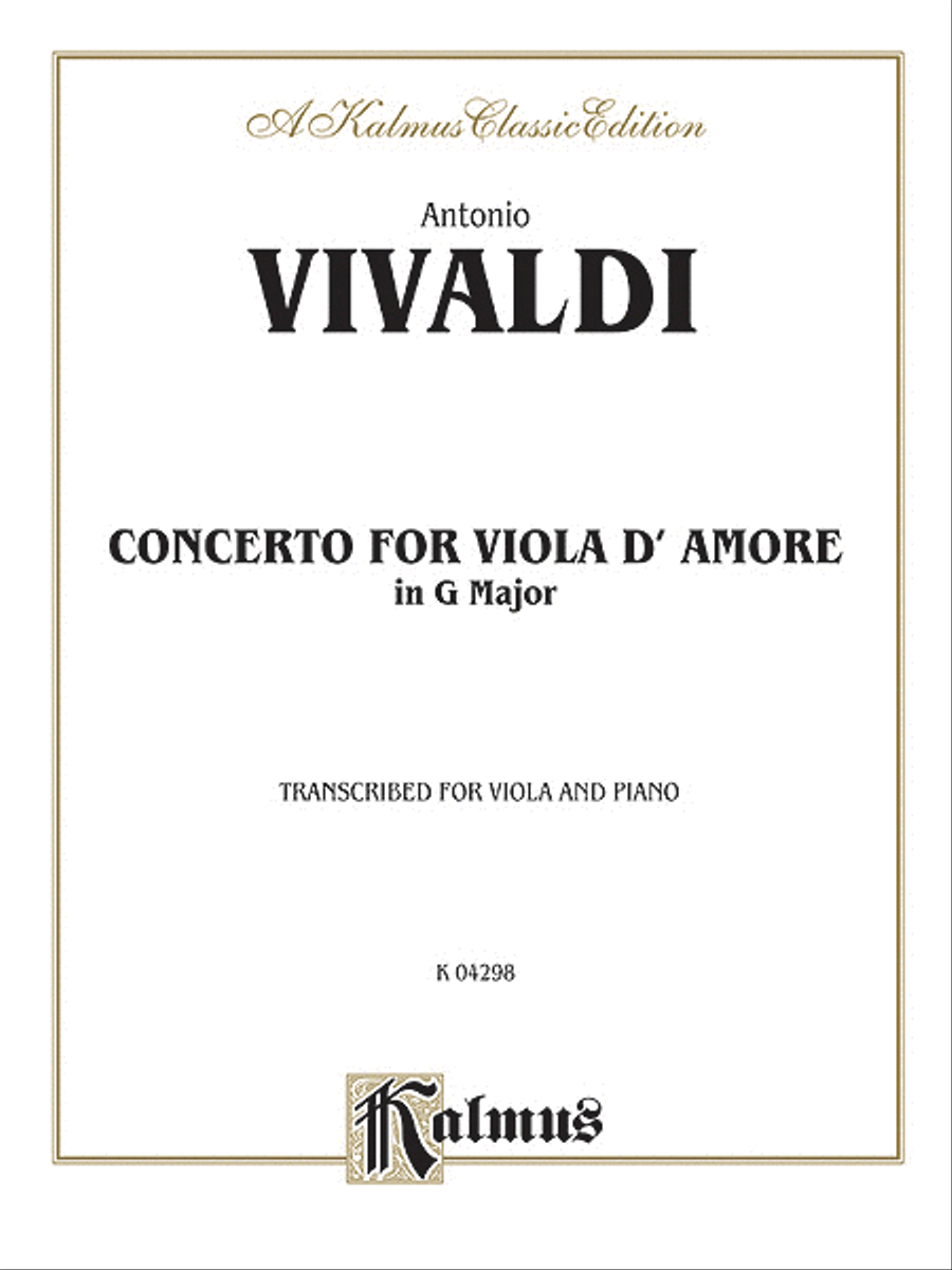 Book cover for Concerto for Viola d'Amore