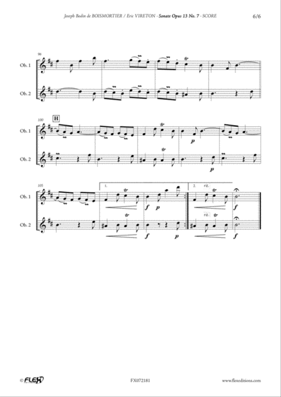 Sonata Opus 13 No. 7 Woodwind Duet scores gallery preview page 6