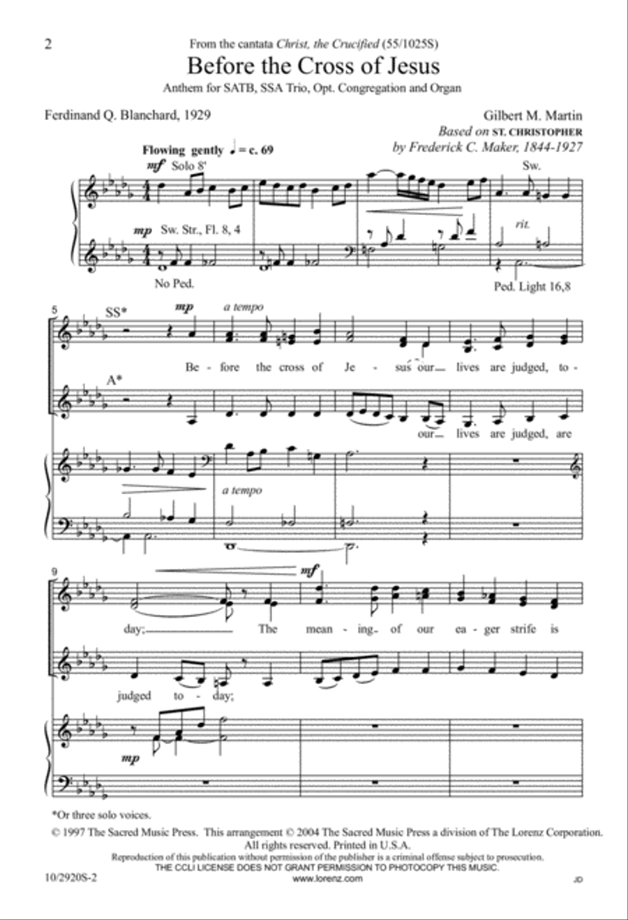 Before the Cross of Jesus SSA scores gallery preview page 1