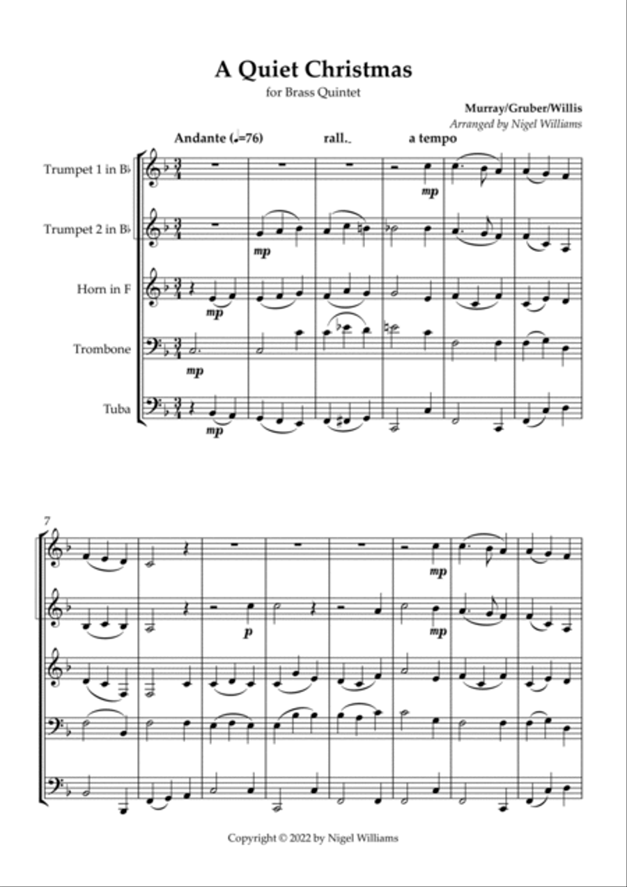 A Quiet Christmas Brass Quintet scores gallery preview page 2