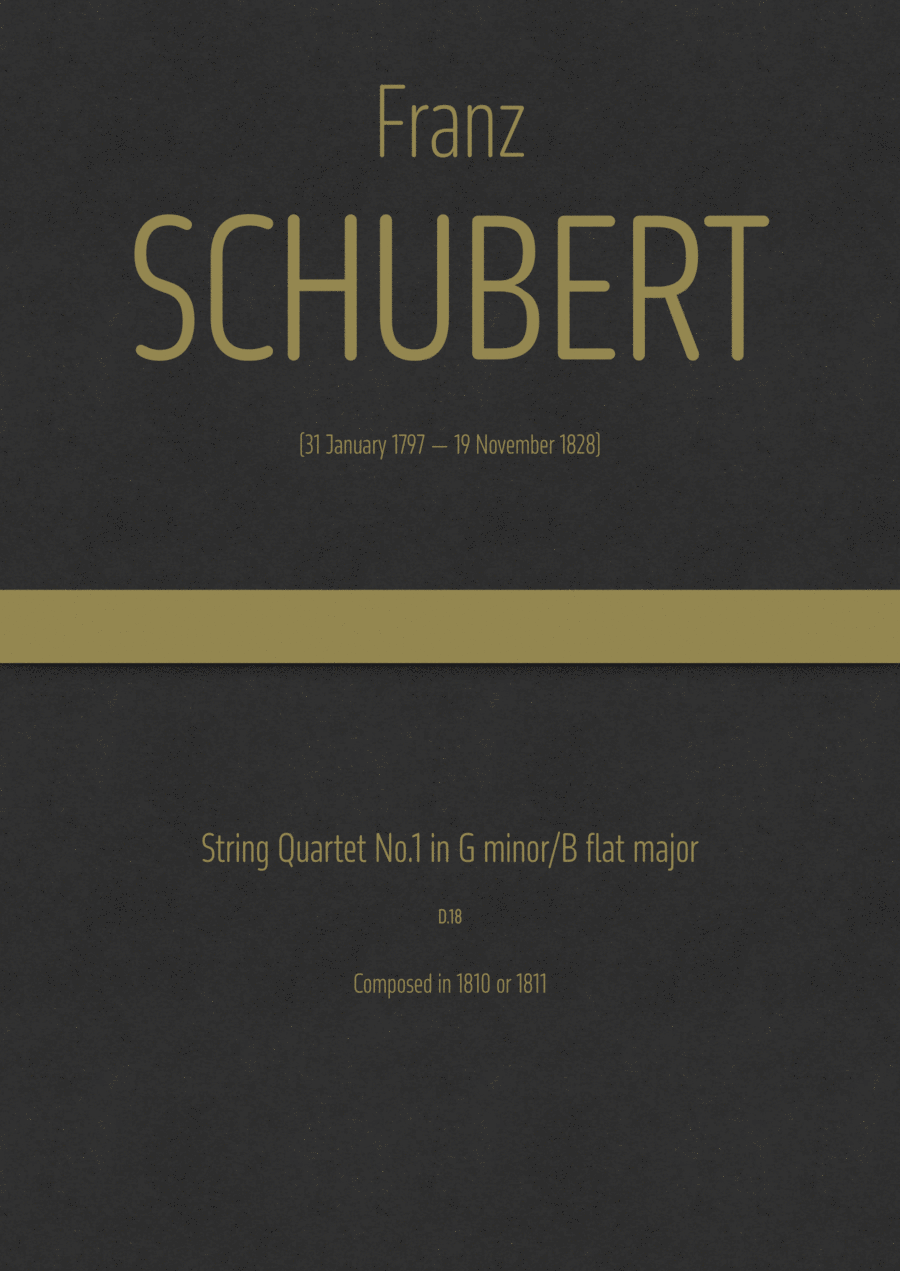 Schubert - String Quartet No.1 in G minor/B flat major, D.18 String Quartet scores gallery preview page 1