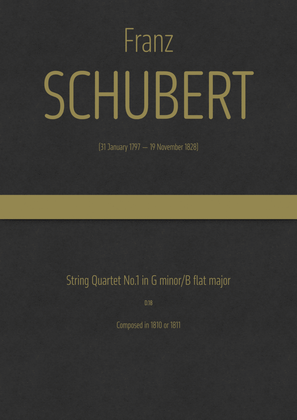 Book cover for Schubert - String Quartet No.1 in G minor/B flat major, D.18