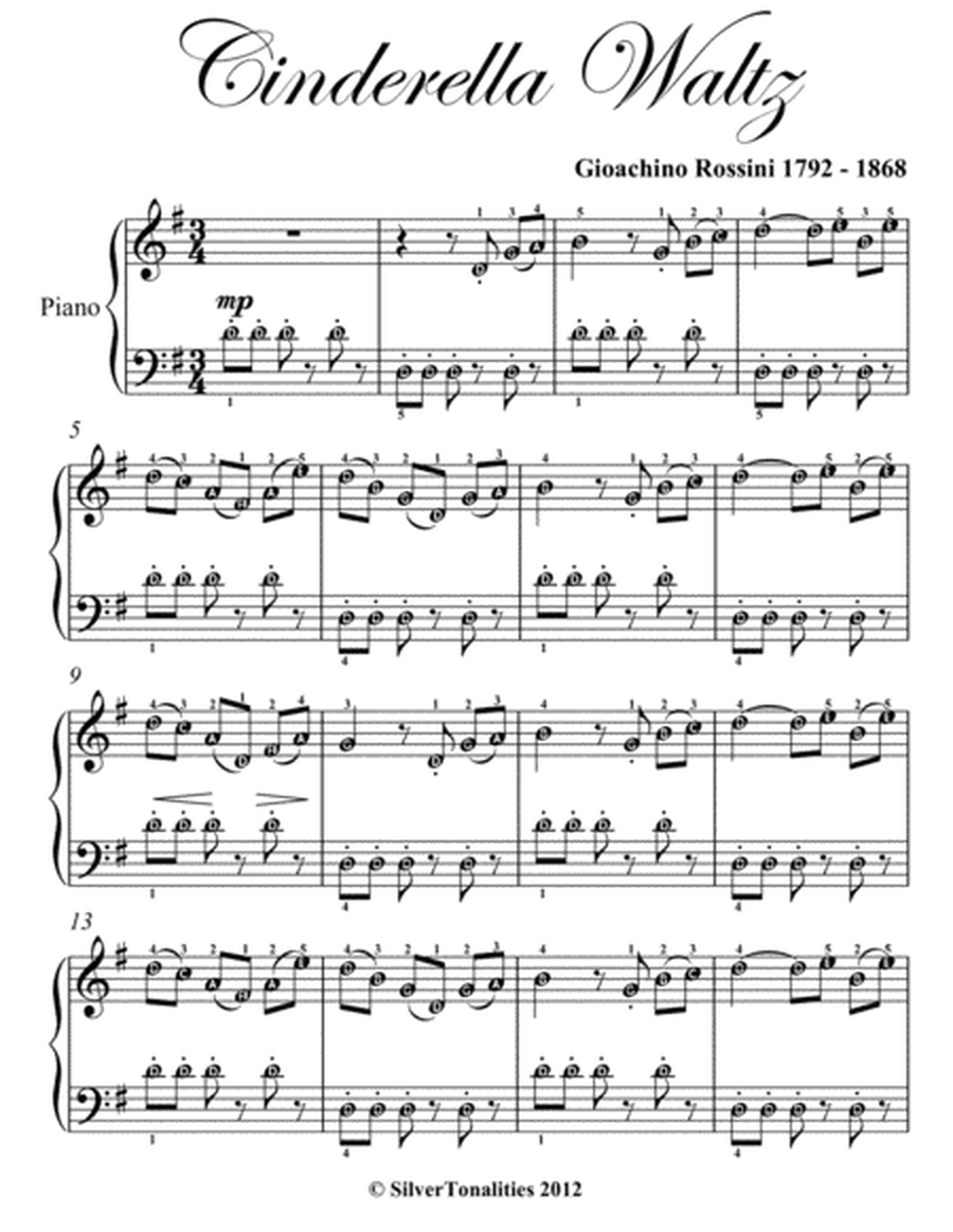 Cinderella Waltz Easy Piano Sheet Music