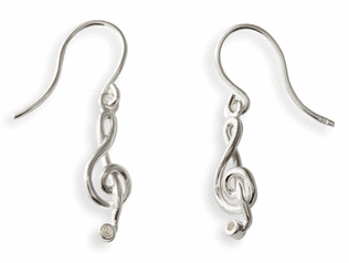 Silver earrings : 2 treble clefs
